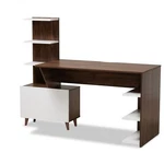 Baxton Studio White And Brown Finished Wood Storage Computer Desk With Shelves. Fixed Price $263.53.
