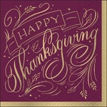 Design Thanksgiving Elegance Beverage Napkin, Dark Red, 5"L X 5"W. Fixed Price $13.60.