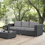 Modway Outdoor Patio Wicker Rattan Sofa Couch & Sunbrella Canvas Gray Cushion. Fixed Price $825.46.