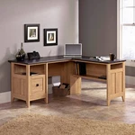 Sauder August Hill 83 1/4" Wide Dover Oak Wood L-shaped Desk. Fixed Price $450.91.