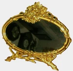 Victorian Gold Plated Exquisite Oval Vanity Dresser Mirror 1800S Antique 24 Kt.. Fixed Price $399.00.