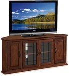 Riley 60" Corner Tv Stand In Burnished Oak With Adjustable Shelf & Glass Doors. Fixed Price $940.99.