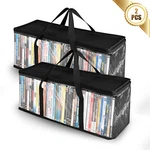 2X Storage Bags Media Organizer For Dvds, Cds, Movie Cases W/ Handles Zipper. Fixed Price $9.48.