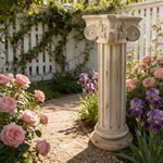 Roman Column Pedestal Plant Stand 28.93" Tall Antique White Magnesium Oxide. Fixed Price $126.78.
