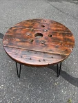 Handmade Rustic Cable Spool Coffee Table Wood & Metal Hairpin Legs. Fixed Price $249.00.