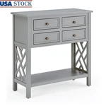 Wood Console Table W/ 4 Drawers Storage Shelf Entryway Accent Furniture New Grey. Fixed Price $299.44.