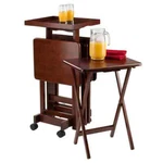 Winsome Wood Serving Tray 4 Piece Oversize Coffee Snack Table Rolling Stand Set. Fixed Price $127.13.
