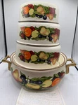 Set Of 4 Regency Club Enamel Metal Storage Nesting Bowls & Dutch Oven Pot 2.5 Qt. Fixed Price $43.95.
