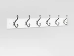 (2) Threshold 27" Scroll 6 Hook Coat Hat Rack Rail Elegant - White/satin Nickel. Fixed Price $29.99.