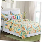 Sunny Splash Flip Flops King Bed Quilt Set With 2 Shams All 3 Piece. Fixed Price $95.76.