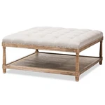 Baxton Studio Carlotta Square Coffee Table Ottoman In Beige And Oak. Fixed Price $697.99.