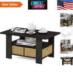 Modern Espresso Coffee Table With 2 Storage Bins For Organized Living Spaces. Fixed Price $108.99.