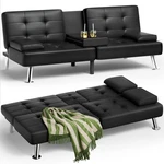 Homall Futon Sofa Bed, Leather 65 X 30.7 28 Inches, Black. Fixed Price $206.78.