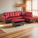 L-shape 3-PIECE Microfiber Sofa Set With Chaise Right Facing, Red. Fixed Price $1275.99.
