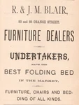 1889 & Jm Blair Undertakers Folding Beds Furniture Chairs Print Ad. Fixed Price $11.24.