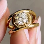 Elegance Round Cut Lab Created Diamond 14K Yellow Gold Fn Engagement Ring. Fixed Price $89.60.