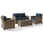 Crosley Furniture Bradenton 4 Piece Fabric Patio Sofa Set In Brown And Navy. Fixed Price $1702.99.