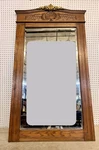 Antique American Carved Oak Beveled Mirror Wth Ornate Crest Circa 1890 63. Fixed Price $1500.00.
