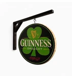 Guinness Draught Hanging Pub Sign Shamrock Round Wooden Bar Irish 12 Inch. Fixed Price $65.00.