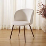 Chic Ivory & Walnut Upholstered Dining Chair For Elegant Home Decor. Fixed Price $224.99.