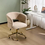 Chic Velvet Curved Desk Chair With Wheels & Gold Base For Home Office. Fixed Price $166.99.