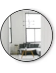 Umbra Hub 37" Round Wall Mirror Black Rubber Frame Modern Bathroom Entryway. Fixed Price $99.87.