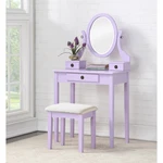 Roundhill Furniture Moniys Wood Makeup Vanity Table And Stool Set, Purple. Fixed Price $155.99.