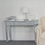 Mirrored 3 Drawer Console Table Glass Finish Silver Home Vanity Dresser Desk. Fixed Price $129.99.