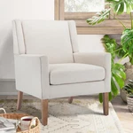Upholstered Wingback Accent Chair Fabric Single Sofa Beige Wood Legs Colamy Room. Fixed Price $259.99.