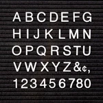 Quartet Characters For Felt Boards, 1 Inch, Helvetica, White, 300 Letters. Fixed Price $75.00.