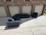 Abbyson Quinton Top Grain Leather Sectional With Matching Chair. Fixed Price $5000.00.