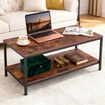 Rustic Brown Coffee For Living Room 2-TIER Tables With Storage. Fixed Price $54.19.