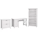 Bush Furniture Key West 54W Computer Desk With Lateral File Cabinet And Bookcase. Fixed Price $598.99.