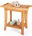Deluxe Bamboo Shower Bench With Storage Shelf For Indoor/outdoor Use. Fixed Price $75.99.