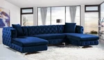 Meridian Furniture Gail 3-PIECE Velvet Sectional, Navy. Fixed Price $2500.00.