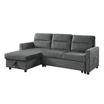 Lilola Home Ivy Velvet Reversible Sleeper Sectional With Storage In Dark Gray. Fixed Price $452.32.