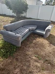 Intex Gray Inflatable Corner Living Room Air Mattress Sectional Sofa Couch. Fixed Price $80.00.