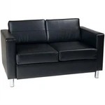 Pacific Loveseat Sofa In Black Faux Leather. Fixed Price $515.99.
