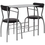 Flash Furniture Sutton 3 Pc Bistro Set W/black Glass Top Table & 2 Chairs. Fixed Price $162.68.