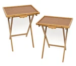 Lipper International Snack Table With Lip, Set Of Two, Bamboo. Fixed Price $133.92.