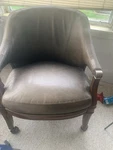 Magnificent Thomasville Oversize Leather Dining Or Accent Chair - 2 Available. Fixed Price $150.00.