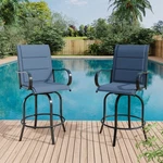 Outdoor Swivel Stools Set Of 2,BAR Height Patio Chairs W/ High Back,armrest. Fixed Price $115.51.