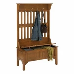 Oak Finish Wooden Hall Tree Storage Stand Entryway Bench Coat Rack Hat Hooks. Fixed Price $514.90.