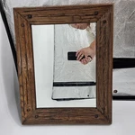 Vintage 1966 Craftsman Mission Oak Mirror Wood Frame Square Peg Detail Usa 19X16. Fixed Price $99.99.