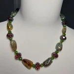 Vintage Thrift Store Hand Beaded Tourmaline Necklace With Gorgeous Sage Earth. Fixed Price $59.00.