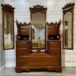 Antique Victorian Vanity Dresser Walnut Mirrors Late 1800S. Fixed Price $1495.12.