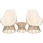 3 Pcs Swivel Patio Wicker Egg Chair Lounge For 2 Person Indoor Outdoor. Fixed Price $260.00.