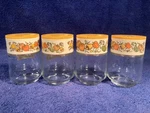 4 Vintage Gemco Glass Jar Set Spice Of Life Shaker Lid Pyrex Corning Retro Label. Fixed Price $19.99.