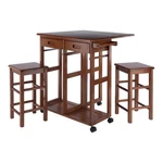 Winsome Suzanne Space Saver Solid Wood Dinette Set With 2 Square Stool Teak. Fixed Price $221.99.