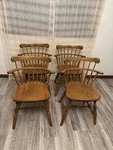 S. Bent Bros Solid Hard Rock Maple Colonial Windsor Spindle Arm Chair Set Of 4. Fixed Price $1000.00.